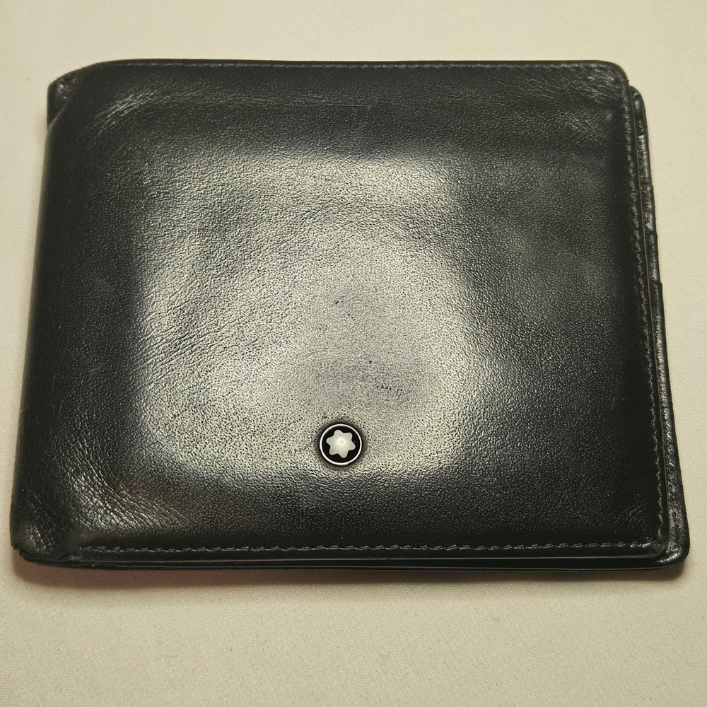 Montblanc Bifold Wallet Mens OS Black Leather ID Window Luxury Designer